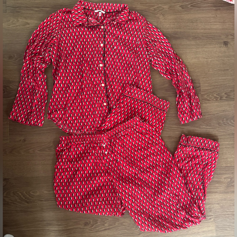 Victoria's Secret L Women's Red Penguin 2pcs Set Pajama Set